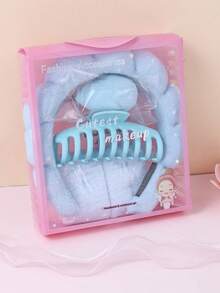 5件套女童毛巾洗脸巾套装，含海绵SPA头带、腕带和大花朵发夹，礼盒包装，适用于卸妆、敷面膜、护肤，是派对礼物和日常使用的理想之选。 - 彩色 - 查看 23