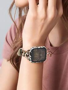 Compatible With Apple Watch Models 38/40/41mm, 42/44/45/46/49mm, Fashionable & Cute Leopard Print Leather Band For Women, Slim Fit, Soft & Adjustable, Includes Leopard Pattern Protective Case, Compatible With Apple Watch SE/S10/S9/S8/S7/S6/S5/S4/S3/S2/S1, Valentine's Day, New Year Gift - Multicolor - View 9