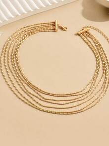 1 时尚多层球链项链简约实用多功能 - 金色 - 查看 3