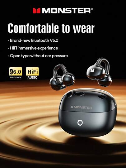  MONSTER D08 优雅商务蓝牙耳机，蓝牙 6.0 立体环绕声，高清音乐，游戏，降噪，超长续航，适用于智能手机、电脑的无线耳塞，节日礼物