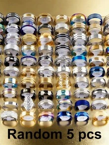 5/10/20/50/100/200pcs/Pack Stainless Steel Mixed Style Random Delivery Rings, Size 17mm - 21mm, Wholesale Men's Rings - Multicolor - View 17