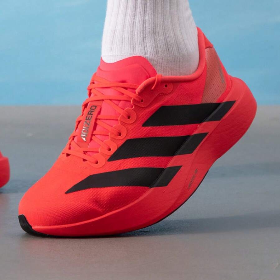 Adidas 男子新款馬拉松運動休閒競速跑鞋 - 紅色/黑色 - 查看 1