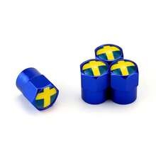 4 Uds bandera de Suecia tapas de válvula de neumático de rueda de coche vástago de neumático para EC3K - Azul - Ver 10