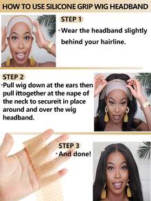 4pcs Nylon Wig Caps And Silicone Wig Grip Bands For Women, Seamless Non-Slip Adjustable Elastic (White, Light Brown, Skin Tone) - Multicolor - View 7