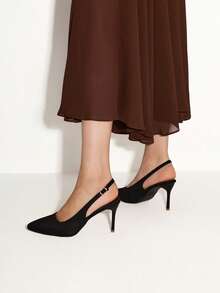 女士春夏封闭式鞋头绑带网面细高跟凉鞋，乳白色 - 黑色 - 查看 5