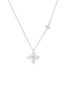 1pc Rhinestone Clover Zirconia Necklace, Delicate Minimalist Design Necklace For Women, Fashionable Elegant Choker - Silver - View 5