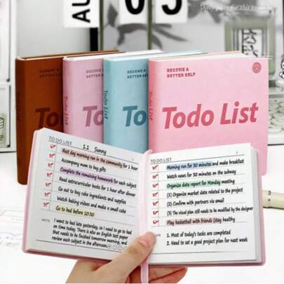 Compañero de autocontrol de bolsillo: una guía alegre para conquistar tu lista de tareas pendientes - Cubierta de piel de poliuretano en morado, café, azul, rosa, planificador compacto y elegante, diario de doble cara, esencial para la oficina y el estudio, planificador de piel, gestión del tiempo, tarjetas de autodisciplina, libreta portátil