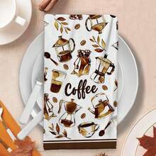 2/4/48 piezas Toallas de cocina con estampado de utensilios de café vintage - Super suaves, altamente absorbentes de poliéster, ideales para decoración navideña, regalos de Año Nuevo, decoración de cocina, decoraciones de fiesta - Multicolor - Ver 4