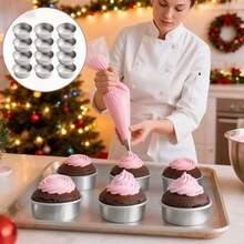 1个/4个/6个，4英寸圆形蛋糕烤盘，固定底圆形蛋糕模具，适用于海绵蛋糕、甜点和烤箱烘焙工具。 - 彩色 - 查看 7