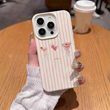 1pc TPU Soft Pink Striped Cocktail Pattern Phone Case Compatible With IPhone 17 Pro Max/17/16 Pro Max/15/13/12/11, S20 FE/A15/S24/A55, Redmi Note 11/12/13 Pro, Full Body Shockproof Protective Cover - White - View 4