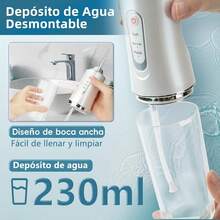 Irrigador Bucal Portátil Traje Limpiador Dientes Eléctrico Con 3 Modes 4 Nozzle IPX7 impermeable Portable Design Extraíble y Lavable inalambrica USB recargable Capacidad - ROSA - Ver 9