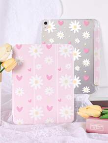 1个心形雏菊双面彩绘透明亚克力三折平板电脑保护套，适用于iPad Mini 6/Mini 7/Air 1/Air 2/9.7/10.2/10.5/Air 4/Air 5/10.9/Pro 11/第十代/Air 11英寸(M2)-2024/Pro 11英寸(M4)-2024/iPad Air 11英寸(M3) 2025/iPad (A16) 11英寸第十一代 2025，不含触控笔，部分型号带有镜头框，iPad平板电脑翻盖保护套 - 彩色 - 查看 7