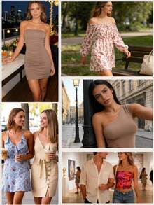 女士无肩带无缝前扣无钢圈防滑性感抹胸吊带文胸，隐形无钢圈半罩杯连体内衣 - 杏色 - 查看 6