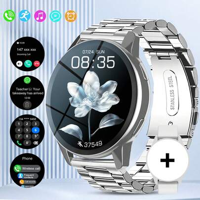 Smartwatch With Wireless Calling/Dialing, Multiple Sports Modes, Incoming Call Alert And Rejection, SMS Notification, Customizable Wallpaper, Compatible With IOS/Android