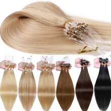 100Strands Micro Ring Loop Tip Remy Human Hair Extensions Straight Micro Beads Link Hair 0.5g/Strand Pelucas De Cabello Humano #1 Jet Black #1B Natural Black #2 Dark Brown #4 Medium Brown #6 Light Brown #24 Natural Blonde #27 Dark Blonde #60 Platinum Blonde #613 Bleach Blonde #4/27 Medium Brown/Dark Blonde #12/613 Golden Brown/Blonde #18/613 Ash Blonde/Bleach Blonde - #613 Bleach Blonde - 查看 3