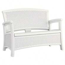 Elements Stylish Lightweight Loveseat Outdoor Seating With Convenient Built In Universal Storage And All Weather Plastic White - Trắng - Xem 2