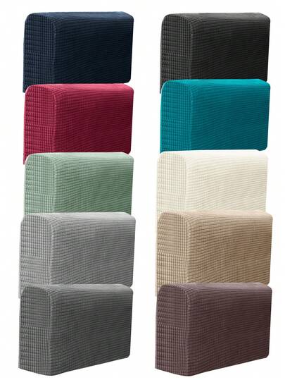 1 Set Funda de reposabrazos de sofá de terciopelo jacquard sólido (incluye 4 pegatinas), diseño minimalista clásico, protector de reposabrazos de sofá a prueba de polvo y elástico, anti-arañazos de gato, extraíble y lavable, adecuado para salas de estar, estudios, reposabrazos de sofá de dormitorio