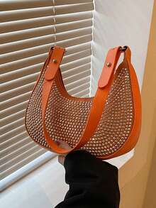 Fashionable Rhinestone Underarm Small Handbag For Women, New Stylish Chic Underarm Bag, Personalized Ins Rhinestone Tote Bag - Multicolor - View 13