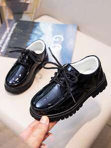 Children's Leather Shoes, Boys' And Girls' Soft Bottom Shoes, British Style Black Performance Shoes, Small Shoes - Black - View 1