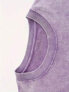 1pc Retro Water Washed T Shirts, Artistic Graphic Featuring A Blooming Rose Intertwined With Bold Anti Social Club Text Symbolizing Contrast Between Beauty And Isolation Vintage 100% 230g Pure Cotton Casual Tee For Men,Street Y2K, Summer Tops, New Year Gifts,Unisex - Màu tím  Violet - Xem 3