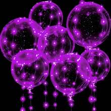 4 Uds globo Led con luz luminosa transparente Bobo globos decoración de de cumpleaños de boda globo de luz LED YZD8 - as de color blanco cálido - Ver 12