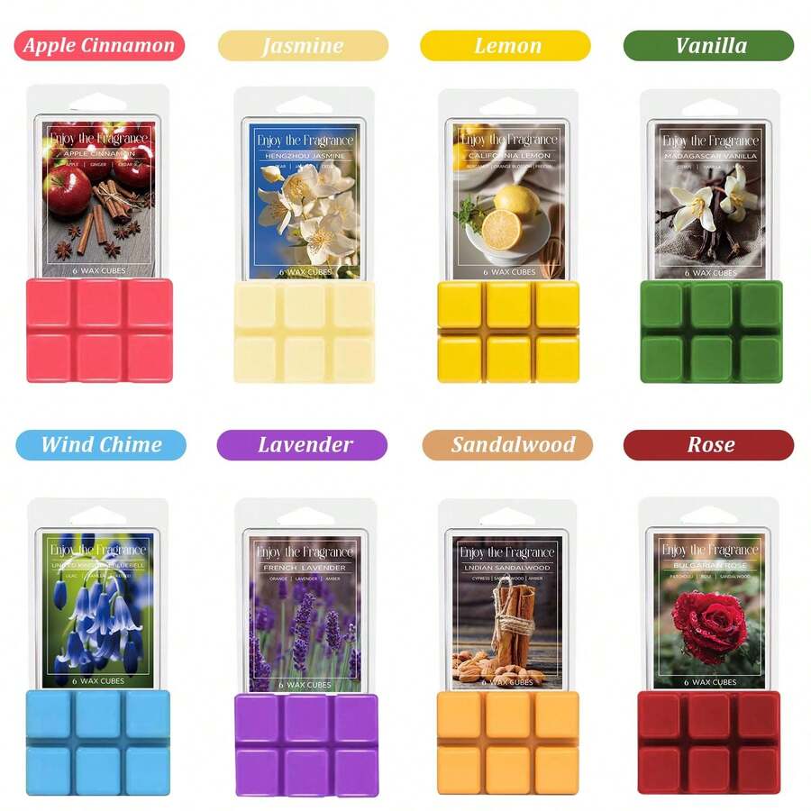 8pcs Scented Wax Melts, Quickly Melt After Heating, Containing Rose, Lavender, Vanilla And Other Fragrances, Aromatherapy, Refreshing, Enjoy Smokeless Candle Ambiance, Suitable For Birthday, Meditation, Yoga, Party, Father's Day And Holiday Gifts