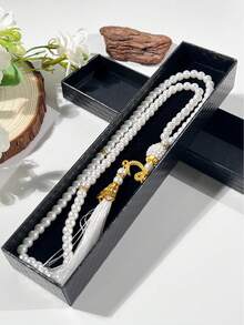 99颗6毫米仿珍珠玻璃念珠/米斯巴哈（祈祷念珠），带流苏，中东风格祈祷手链，礼盒装 - 彩色 - 查看 6