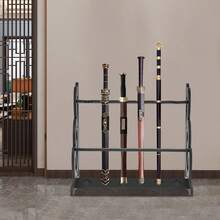 gladney Adjustable 6-Slot Floor Sword Stand Bamboo Rack Matte Black Vertical Display For Katanas Tantos Replicas Up To 55lbs - Black - View 5