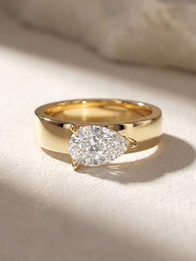 1pc 925 Sterling Silver 1.5 Carat Vintage 3-Claw Teardrop Ring, Women's Wedding/Engagement Ring, Daily Wear, Elegant Beaded Gift