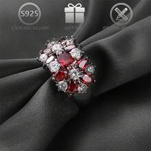 1 pièce Bague en argent sterling 925 avec design floral en zircone cubique élégante, convient pour le port quotidien, les banquets, les mariages, la Saint-Valentin et les cadeaux d'anniversaire pour femmes - Argent - Voir 7