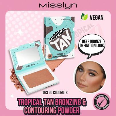 Misslyn Tropical Bronze Contouring Powder, Matte Bronze Powder, High Color Payoff, Fine And Smooth Texture, With Mirror, Face Bronzing Powder, Long-Lasting Makeup Effect, Lightweight And Breathable, Easy To Blend, Y2K Style Makeup, Suitable For Parties, Beaches, Travels, Vacations, Camping, Outdoor Activities, Rose Tone, Fashionable Girl, New Year Makeup, Cosplay, Best Travel Holiday Color, Campus Charm Atmosphere, Spring Festival, Valentine's Day Gift, Vegan, Cruelty-Free