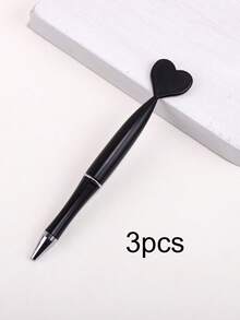 3PCS Heart-Shaped Ballpoint Pens, Black Ink Pen Set, Smooth Writing Office Supplies, Creative Desk Stationery, Gift For Colleagues And Friends - Sets - View 11