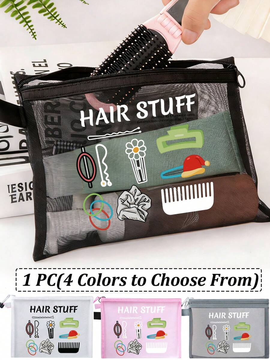 这款“发饰”网眼化妆包饰有发饰图案，多功能化妆包，可收纳发夹、发带等，红色气垫设计，便携易收纳，可作化妆包、护肤包、旅行必备、宿舍用品、新娘礼物、母亲节礼物、生日礼物等。它集化妆收纳、洗漱包、化妆袋、洗漱包、旅行包、度假必备、女性旅行礼物等功能于一体。 - 彩色 - 查看 1