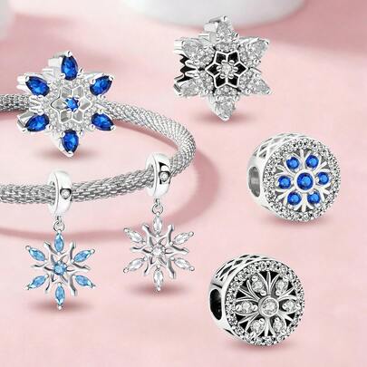 1pc Fashionable Snowflake Bead Suitable For Women Bracelet DIY Jewelry Making And Daily Decoration, Girls Accessory