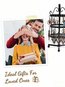 360° Rotating Jewelry Display Stand, Metal Rotating Earring Organizer Adjustable Display Tree, Large Rotating Carousel Stand, Women Jewelry Storage And Display, Suitable For Stud And Hoop Earrings, Vertical Metal Tower Rotating Display Rack, Valentine's Day Home Decor, Galentines Bathroom Decor - Multicolor - View 5