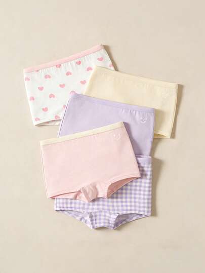 Balabala 5pcs/Pack Girls' Elastic Waist Comfortable Casual Panties
