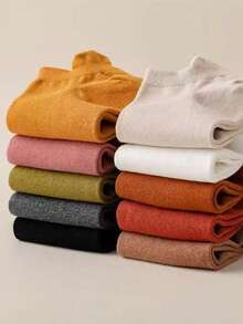 5/10/20 Đôi tất cổ ngắn nữ màu trơn, đơn giản, thời trang, đa năng, thoải mái và thoáng khí. - Nhiều màu - Xem 2