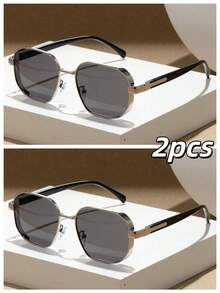 1 pieza Gafas de metal con puente doble estilo aviador #retro de los 90, marco metálico pequeño y grueso, lentes de moda con montura geométrica hexagonal gruesa, apropiadas para vacaciones, uso al aire libre y durante las cuatro estaciones, con estilo literario para verano, playa, al aire libre y viajes - Multicolor - Ver 30