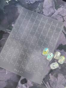 Kariertes Muster transparente Sprühlack Nail Art Sticker, 1 Stück Dual-Zweck Sticker und Accessoire französischer Herz-Design DIY Nail Sticker und Abziehbilder - Nagelzubehör und Nail Charms für Mädchen und Frauen - Herbst-Winter-Nägel für Nail Art Zuhause und Salon - Verschiedenfarbig - Übersicht 27