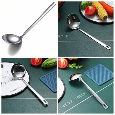 Stainless Steel Soup Ladle Cooking Kitchen Spoon Non Stick Heat Resistant Dishwasher  Easy Clean