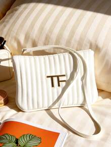 Tom Ford White Quilted Crossbody Bag Cosmetic Bag With Gold Logo And Chain Minimalist Evening Clutch - White - View 6