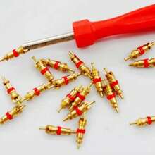 Kit de herramientas de extracción de núcleo de válvula de neumático de cobre, llave de núcleo de válvula, destornillador con Zinc plateado para rueda de coche, camión, bicicleta y motocicleta M43I - 100 piezas - Ver 2