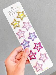 10pcs Girls/Teens Five-Pointed Star Hair Clips, Suitable For Daily Use - Multicolor - View 4