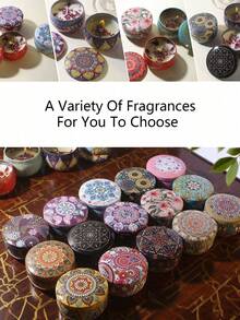 1 Set de regalo de velas aromáticas, velas de cera de soja con diversos aromas, empaque en caja de regalo colorida, con una duración de hasta 120 horas, adecuado para bodas, cumpleaños, fiestas, obsequios de boda, terapia de aromaterapia para el hogar, regalo de Navidad, regalo del Día de San Valentín, decoración de hotel, diseño de patrón vintage - A - Ver 6