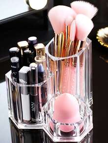 Minimalist Transparent Acrylic Makeup Brush Holder, Desktop Stationery Pen Cup, Cosmetic Lipstick Storage Box - Multicolor - View 4