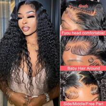 Deep Wave Lace Front Wigs Human Hair 200% Density 13x6 HD Transparent Deep Wave Frontal Wigs Human Hair With Baby Hair Natural Color Halloween Season - Natural Black - View 3