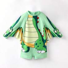 Toddler Boy Childish Dinosaur Swimsuit - Green - View 1