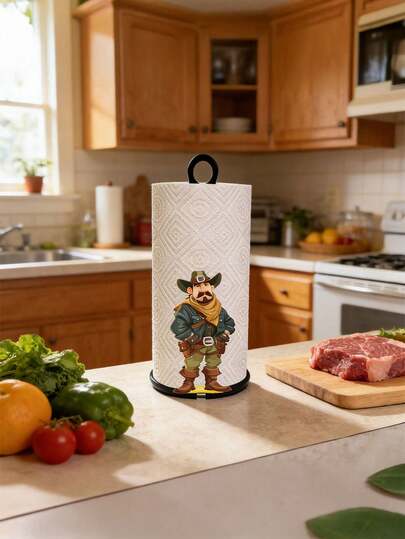 10.24 Inch Farmhouse Style Freestanding Paper Towel Holder, Rustic Western Decor Dispenser For Kitchen Organization, Multipurpose Storage Rack For Kitchen, Dining Room, Bathroom, Bedroom, Living Room, All Holidays And Parties, Easy Installation, Best Mother's Day Gift For Mom