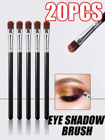 20pcs/10pcs/1pc Eye Shadow Brush, Compact Eye Makeup Brush For Covering Blemish, Dark Circle, Concealer, Beginner Lip Blending Brush, Portable Makeup Brush, Eyebrow Brush, Eyeshadow Brush