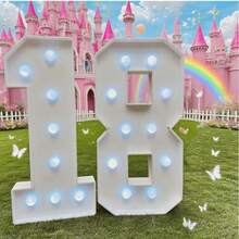73cm High LED Digital Light, Suitable For Birthday, Wedding, Graduation Party Decoration, Ideal For Photography, Luminous Party Accessory - White - View 1